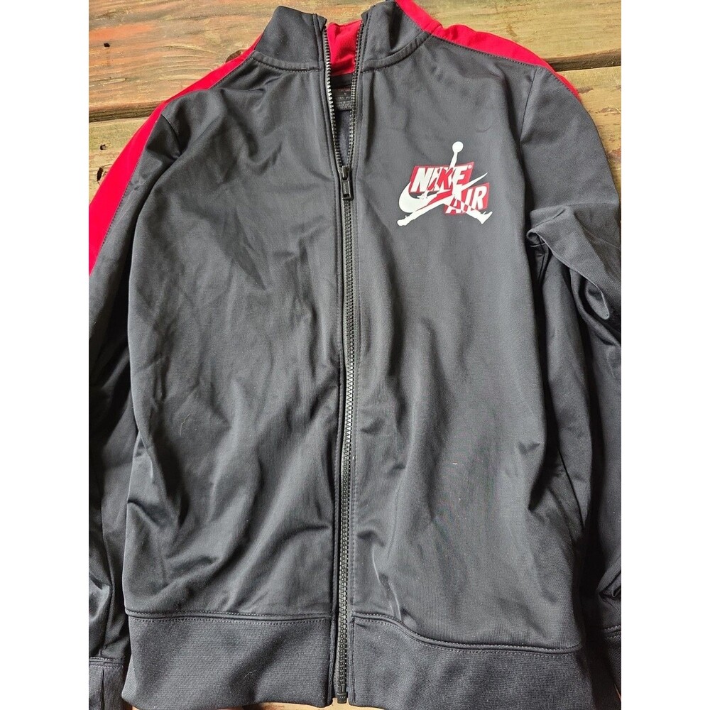 Jordan Air Zip Up Lightweight Track Jacket Boys Size 12-13Y Red Black Jumpman